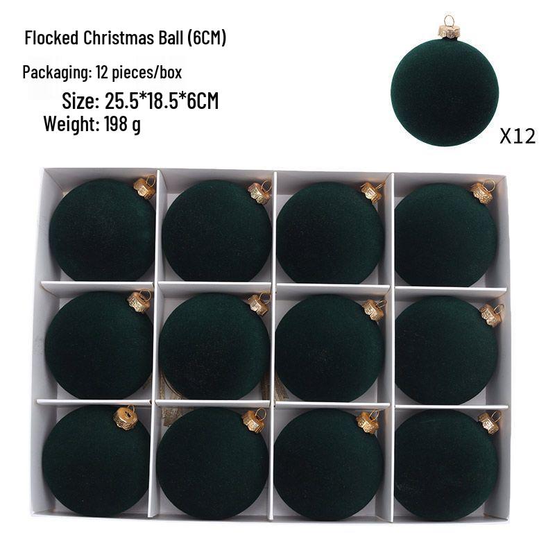 Colorful 6cm Cross-Border Christmas Ornament Balls – Flocked Hanging Decorations