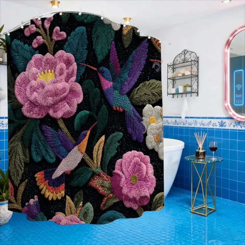 

1Pc Bathroom Shower Curtain, Quilling Art Workshop, Traditional Craft Festival Shower Curtain, Includes 12 Hooks, 180*180Cm Ba W60H190(CM)-1 Pcs