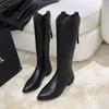 Pointed boots women's 2025 autumn new thick heel retro knight boots western thin boots autumn single boots women