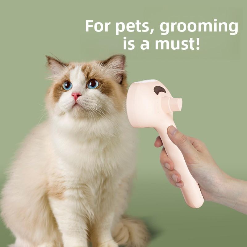 Press Type Cat Dog Pet Hair Comber With Spray Function For Fur Removal And Grooming