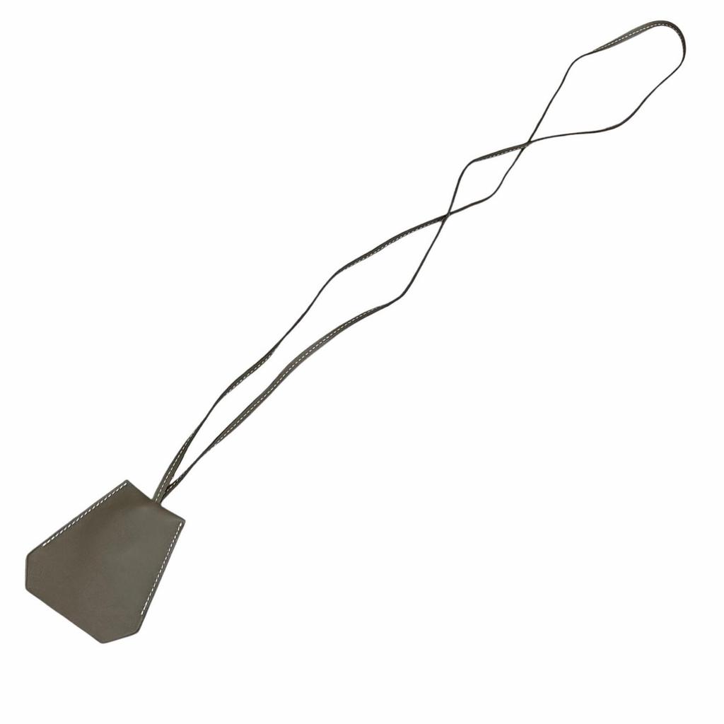 Excellent HERMES Necklace Leather Clochette Necklace Charm Leather leather Women Used