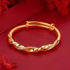 Gold Two-Tone Matte And Shiny Twisted Mobius Open Cuff Bracelet For Women