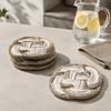 4pcs Braided Design Woven Drink Coasters Round Shape Cotton Coasters  For Daily Household Use
