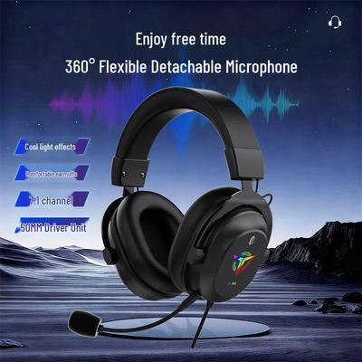 Neues RGB Over-Ear Gaming-Headset mit Mikrofon, Komfortabel für lange Sitzungen, Kabelgebunden für PC.