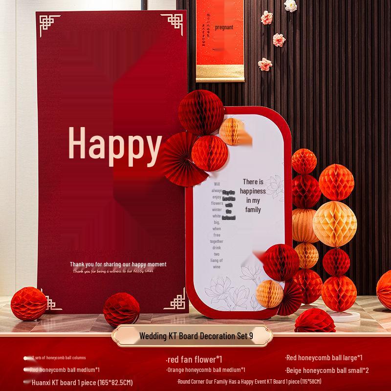 Three-Dimensional Double Happiness Wall Ornament for Wedding Room Decoration Sets