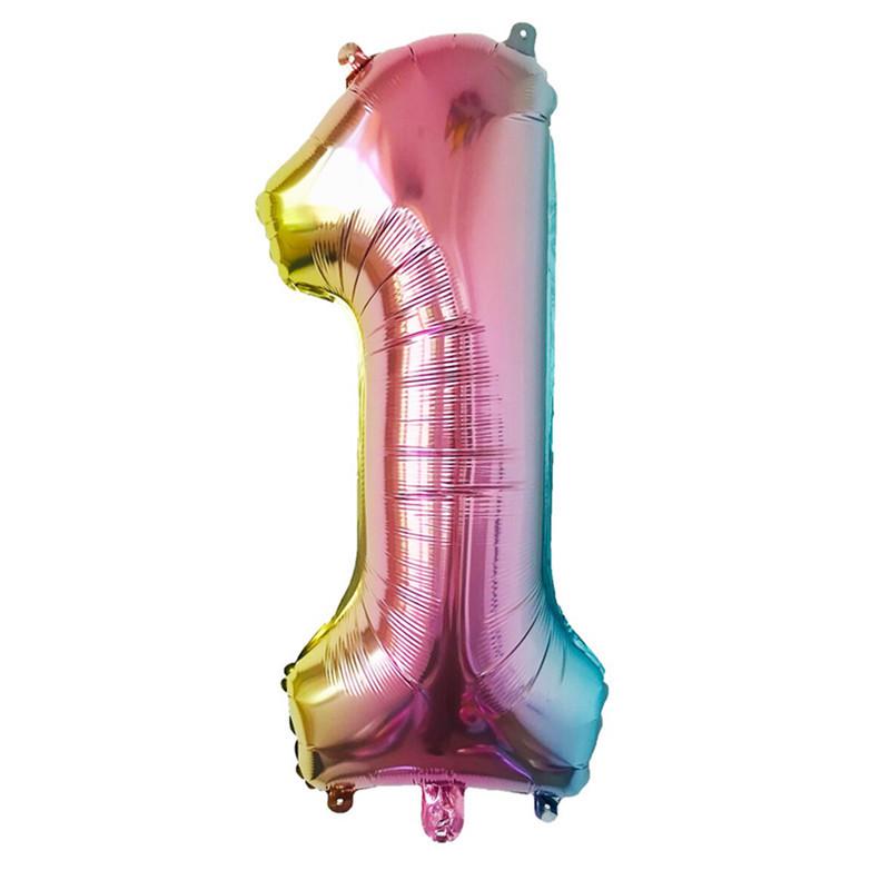 32-inch Gradient Gold/Silver/Rose Gold Number Foil Balloon (US Version)