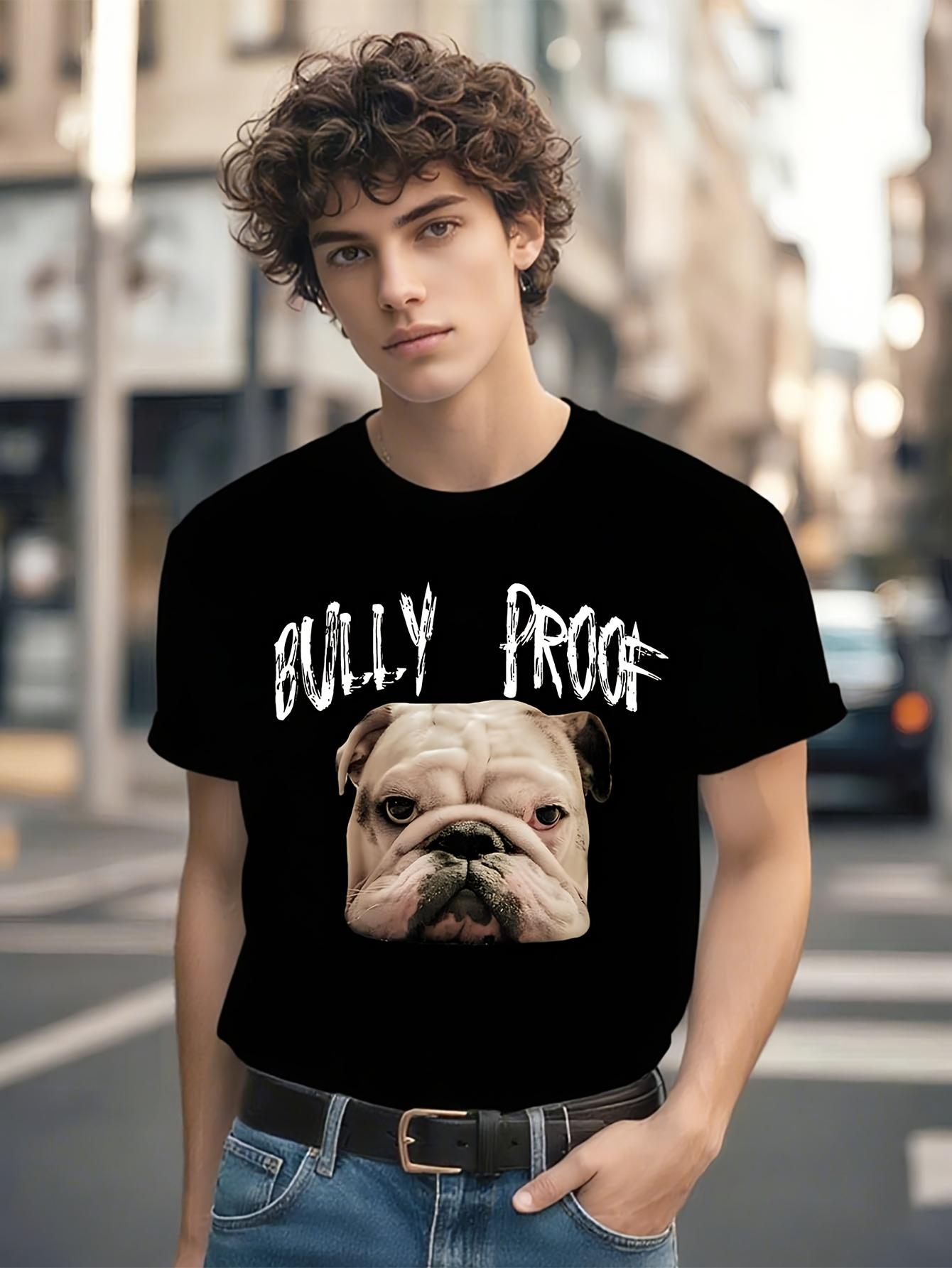 Bully Proof English Bulldog Graphic T-shirt - Casual Cotton Crew Neck Tee with Bold White Print XL