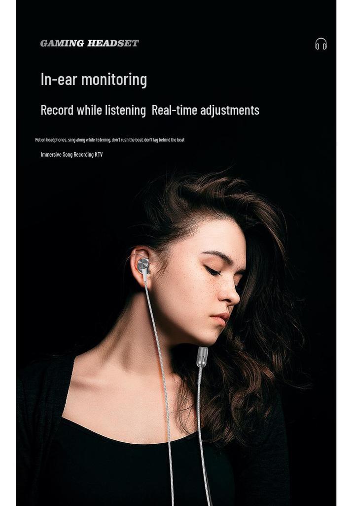 In-ear Real-time Type-C Streaming Earphones with Mic and Sound Card for K Song