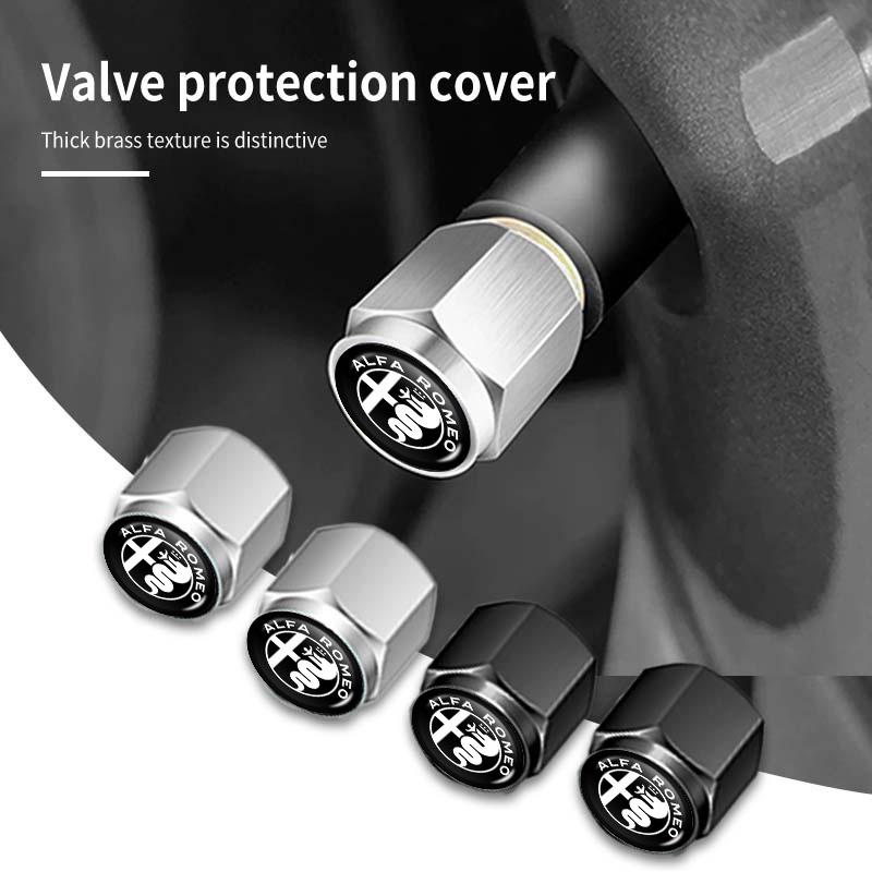 5pcs Metal Tire Valve Cap Dust Protection Cover Accessories For Alfa Romeo GT Stelvio F1 Brera Volante Tonale Gloria Disco