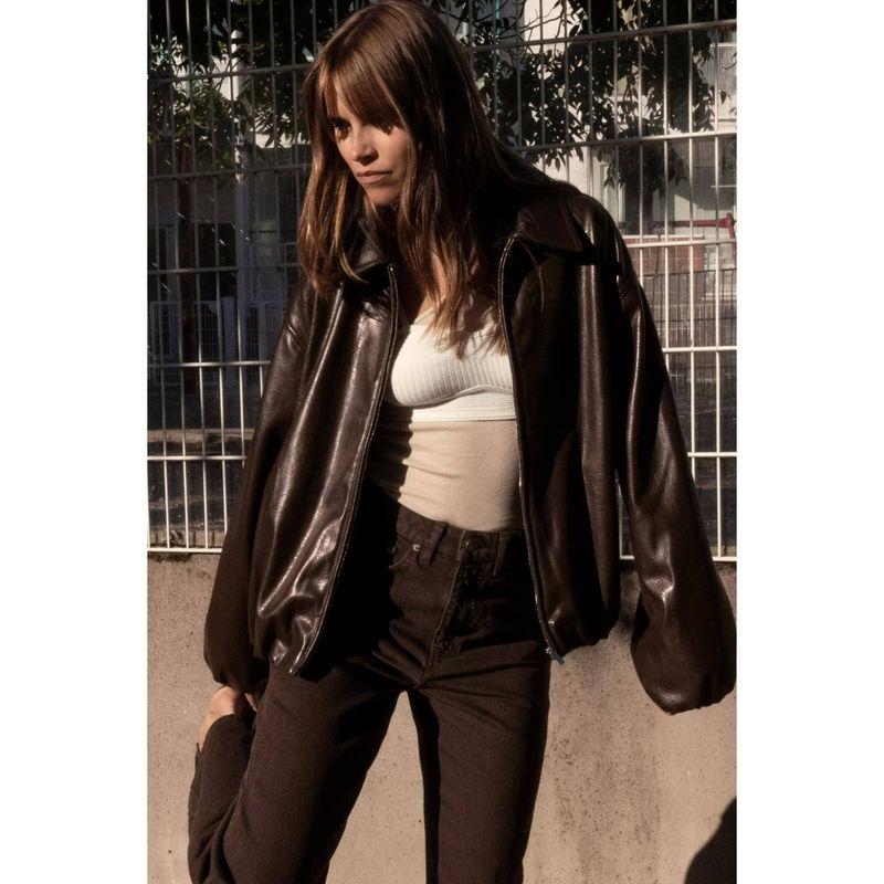 Zbzr New Fall Women's Clothing Fashion Wind Casual Minimalist Imitation Leather Pilot Lapel Jacket 4341736