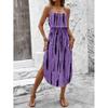 Strappy Printed Dress - Elegant Ink Silk Gauze for Commute and Casual Wear