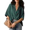 Women's, Short Sleeved, Lapel, Casual, Loose Fitting, Top, Solid Color Shirt