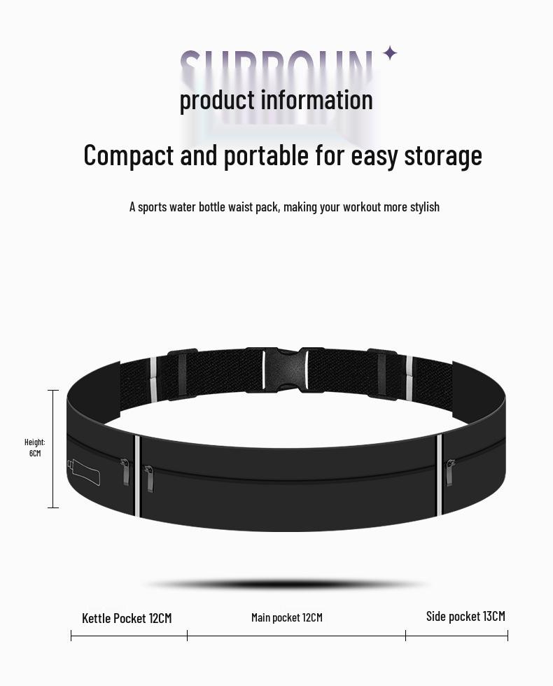 Unisex Elastic Running Waist Pack - Multi-Functional Fitness Belt for Marathon & Sports