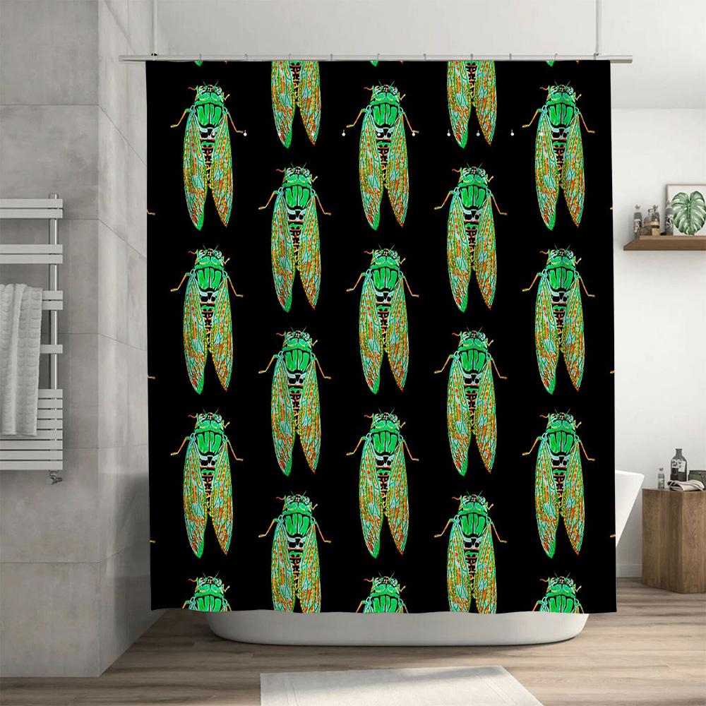 Cicada Shower Curtain Nature Insect Wall Art Bathroom Decor Tropical Forest Backdrop Vintage Chic Home Textile