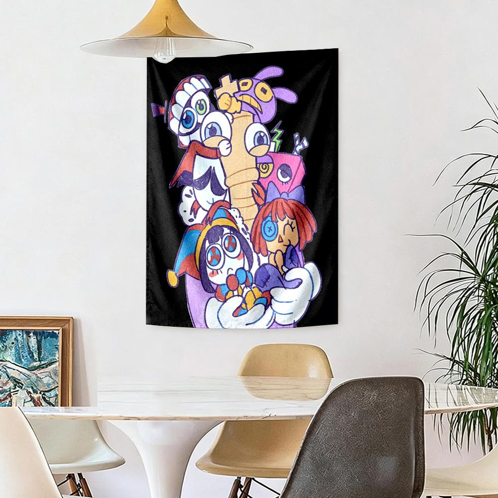 Digital Circus Wall Decor Tapestry Art For Pet Memorial Birthdaywedding Party Backdrop Family Gift