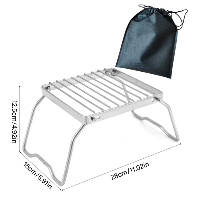 Portable Grill Grid Campfire Stand Stainless Steel Campings Stove Grill Rack Folding Campfire Grill for Outdoor Cooking