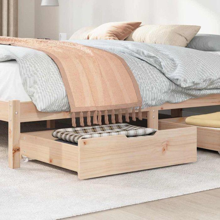 Tiroirs sous le lit avec roulettes 2 pcs 65x55x16 cm pin massif