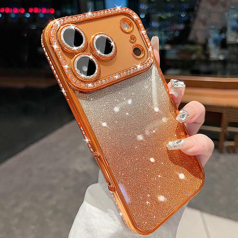 Gradient Diamond Phone Case for For Iphone 17 Pro Max 17 Air Plating Soft Cover for For Iphone 16 15 14 13 12 11 Pro Max 15 Plus