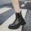 Trend Women's Pu Leather Ankle Boots Autumn Winter Round Toe Lace Up Shoes Woman Classic Fashion Motorcycle Platform Botas