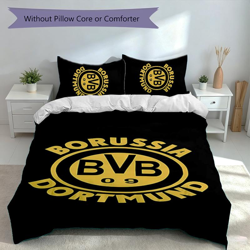 3pcs Borussia Dortmund Duvet Cover Set, Includes 1 Duvet Cover and 2 Pillowcases,Skin-Friendly&Comfortable Fabric,Suitable Bedding Sets