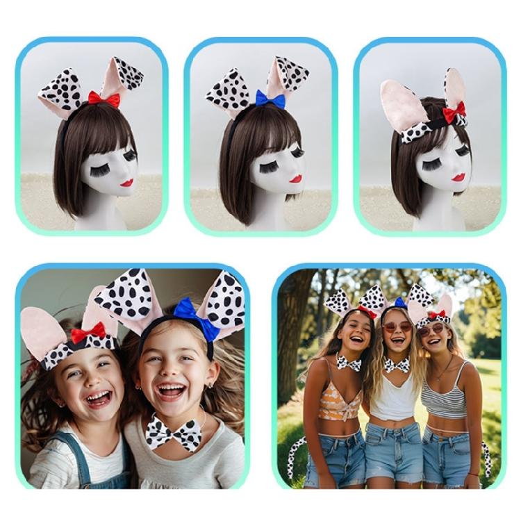 Dogs Hair Hoop Set Plush Tail Dogs Lovely Dogs Ears Headband Mesh Skirt Gloves Animals Dogs Cosplay Set for Halloween