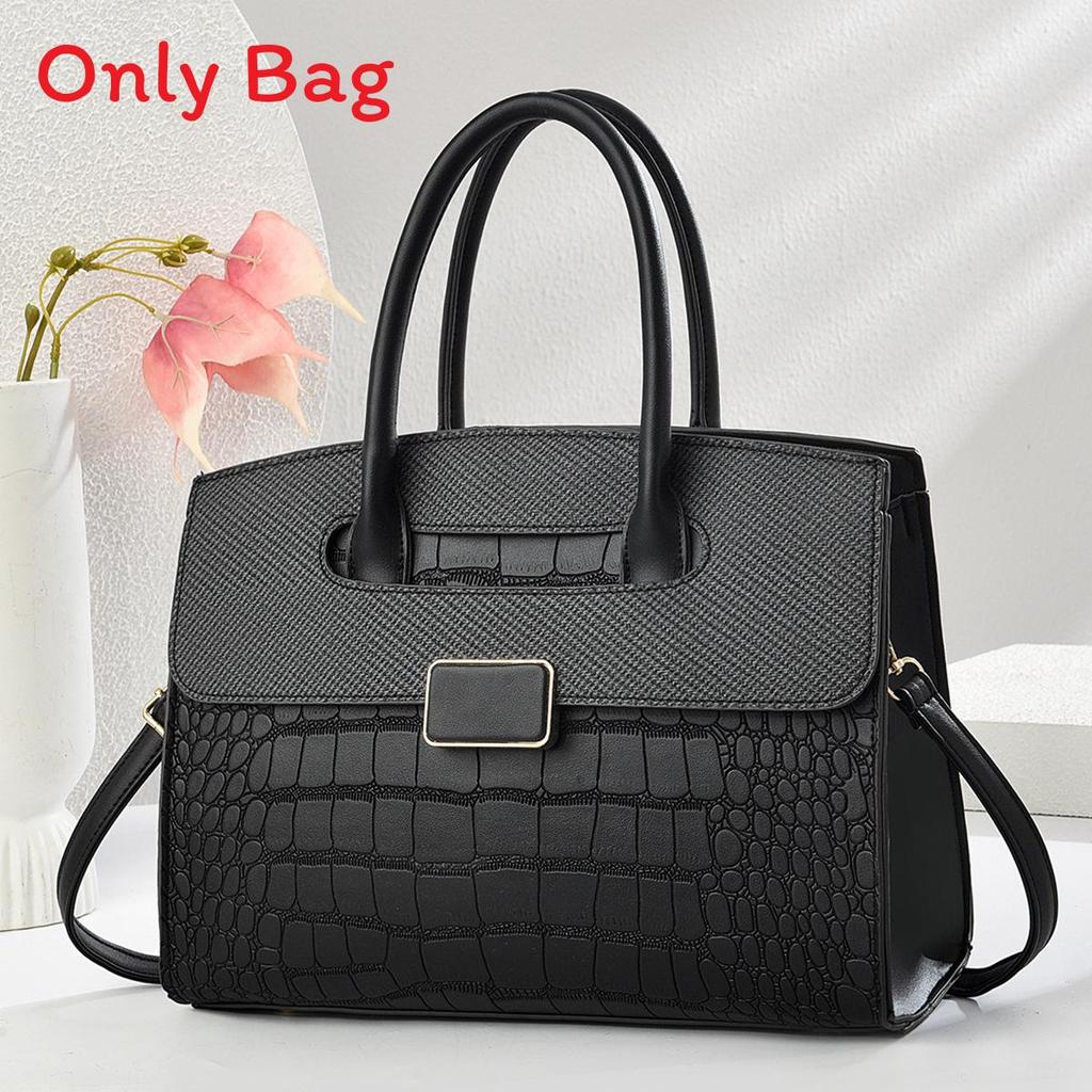 Pu Stone Pattern Tote Bag With Zipper Closure For Daily Use