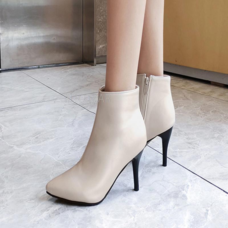 Fashion Women's Ankle Boots Purple Black Short Boots Ladies Waterproof High Heels Point Party Shoes For Women 