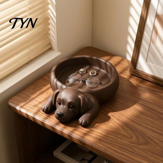 Functional Art for Balcony 3D Printed Labrador Dog Storage Tray, Cute Puppy Key Holder Decor, Creative Home Decor Ornament Shaped Catchall Bowl