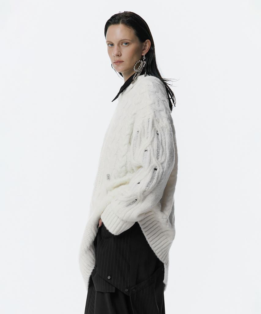 Teulimingbeodeu Mixed Cable Knit Pullover [ Ivory ]