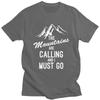 The Mountains Are Calling T Shirts Men Pure Cotton Tees Fathers Day Gift Camping Adventure Tshirt ShortSleeve Tshirt Clothing