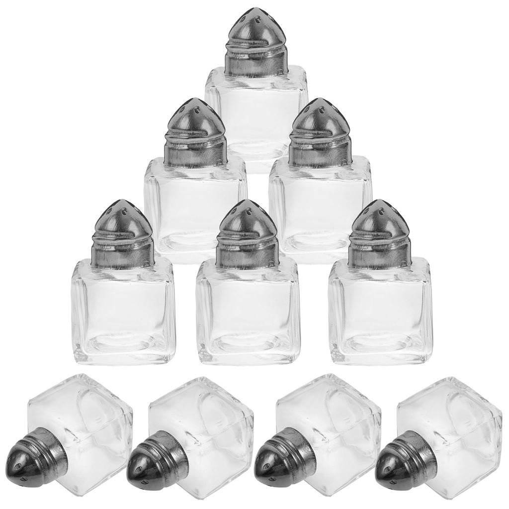10 Pcs Mason Jar Mini Spice Kitchen Jars Seasoning Storage Container Bottle Pepper Shaker Bracket Cover Transparent Salt Travel