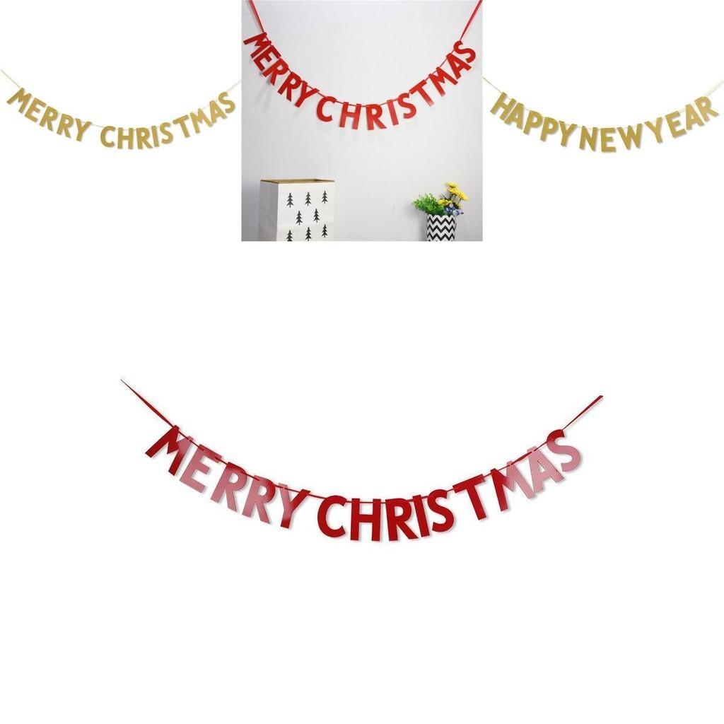 Festive Merry Christmas Happy New Year Banner Bunting For Home Party Decor