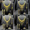 Elegant Arabic Wedding Tassel Necklace Set - 24K Gold-Plated Jewelry, Four-Piece Collection