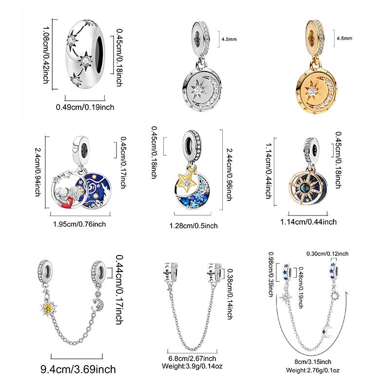 Copper Cute Star Moon Series Charms Beads Fit Diy Bracelet Bangle Making Gift Of High Quality Jewelry For Womens