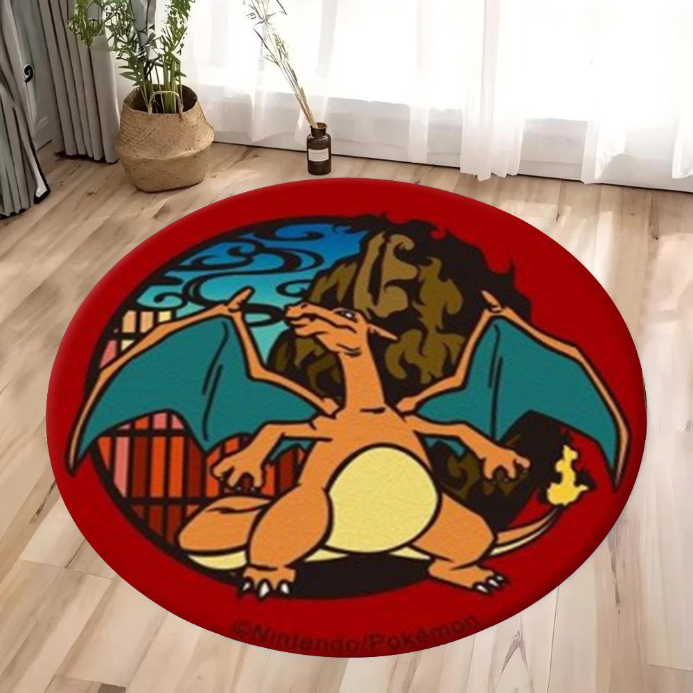 Pokemon Elves Round Rug for Living Room Sofa Decor Bedside Soft Rug Hanging Basket Nonsilp Mat Game Room Chair Floor Mat