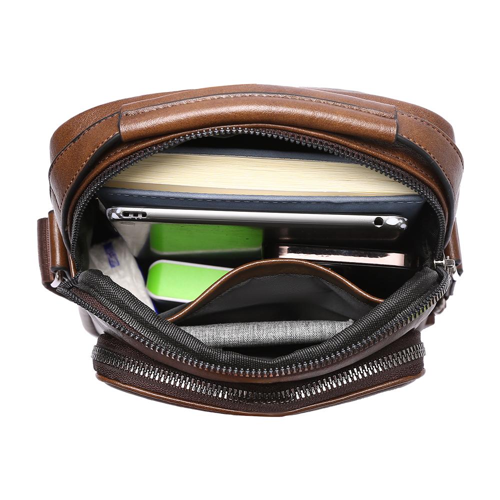 WEIXIER Men's Leather Crossbody Shoulder Bag Waterproof Messenger Sling Satchel Bag for Work Business Travel