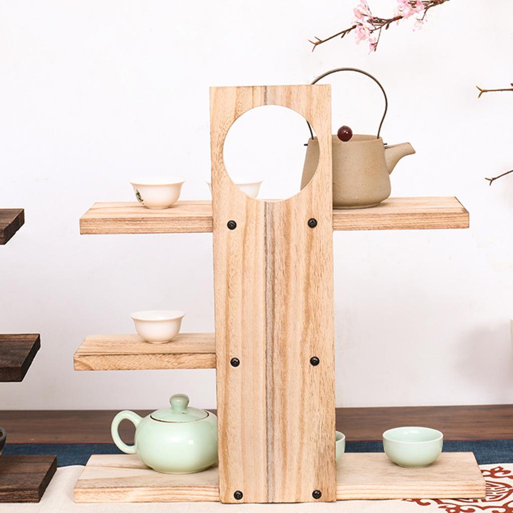 Desktop Display Shelf Space Saving Rustic Elegant Shelves Delicate Wood Floating Shelves for Small Plants Coffee Mug Rack Holder