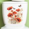 Toilet Sticker Removable Self-adhesive Waterproof PVC Living Room Bathroom Wall Art Floral Toilet Lid Decoration