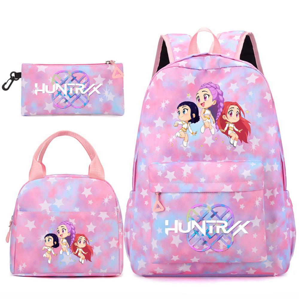 3Pcs/set Cute Kpop Printed Backpack Handbag Pencil Case for Teenger Student Girl Boy Schoolbag Kid Bookbag Large Capacity Travel Bag Gift Mochila