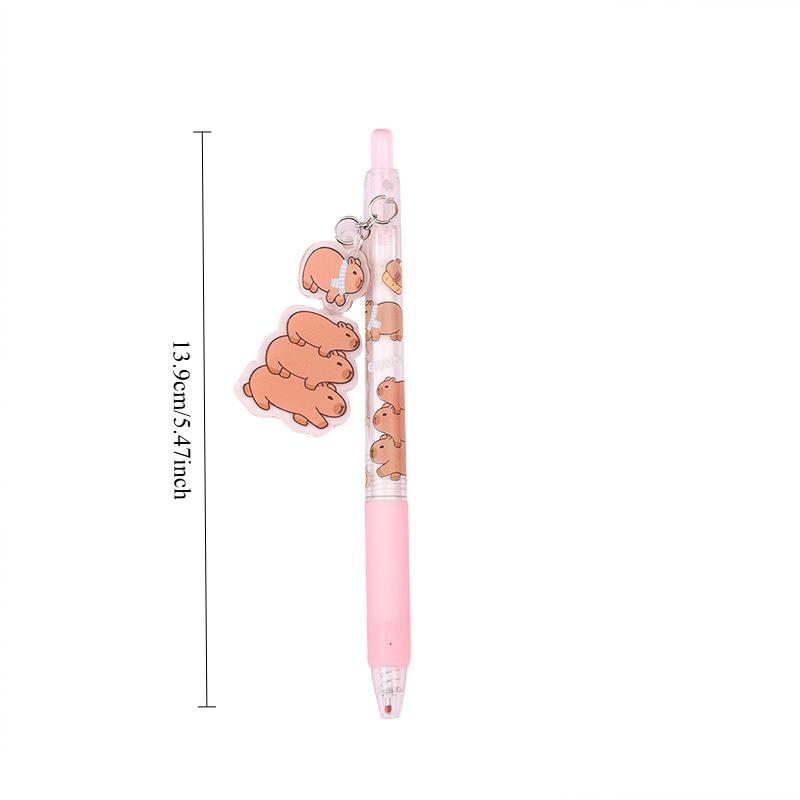 36Pcs with Box Kawaii Capybara Pendant Gel Pen Cute 0.5mm Black Ink Neutral Pens Promotional Gift Office School Supplies Oliday Gift Novelty Statio