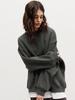 Women's European & American Oversized Fleece Crew Neck Sweatshirt - Solid Color for Autumn/Winter 2025