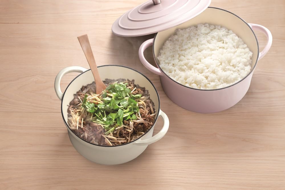 Ishigaki Cast Iron Bon Bonnaire 20cm Cocotte, Gas/IH Compatible, Ivory,