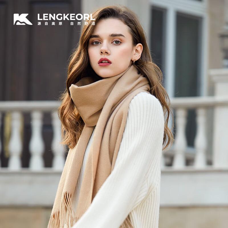 LENGKEORL Women's Handmade 100% Pure Wool Scarf