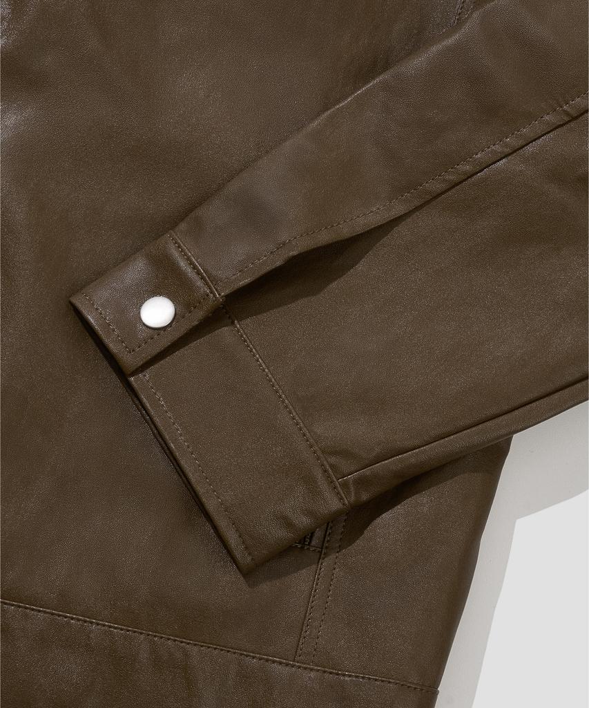Agod Leather Standard Biker Jacket [Brown]