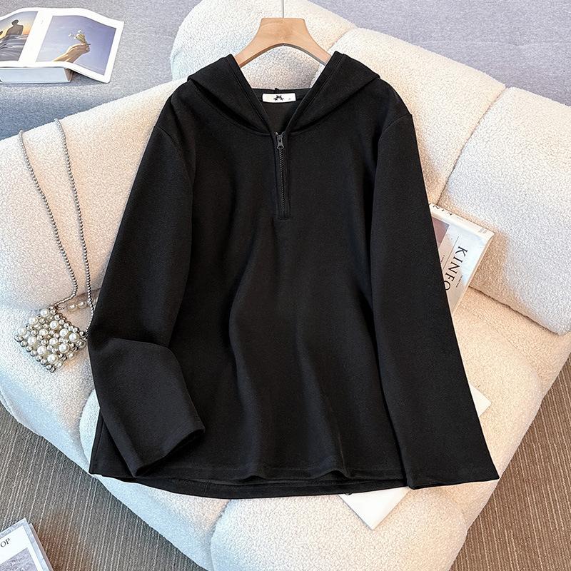 

Простая однотонная толстовка с капюшоном и длинными рукавами для женской одежды больших размеров, новая универсальная толстовка с капюшоном для весны и осени 6XL чёрный