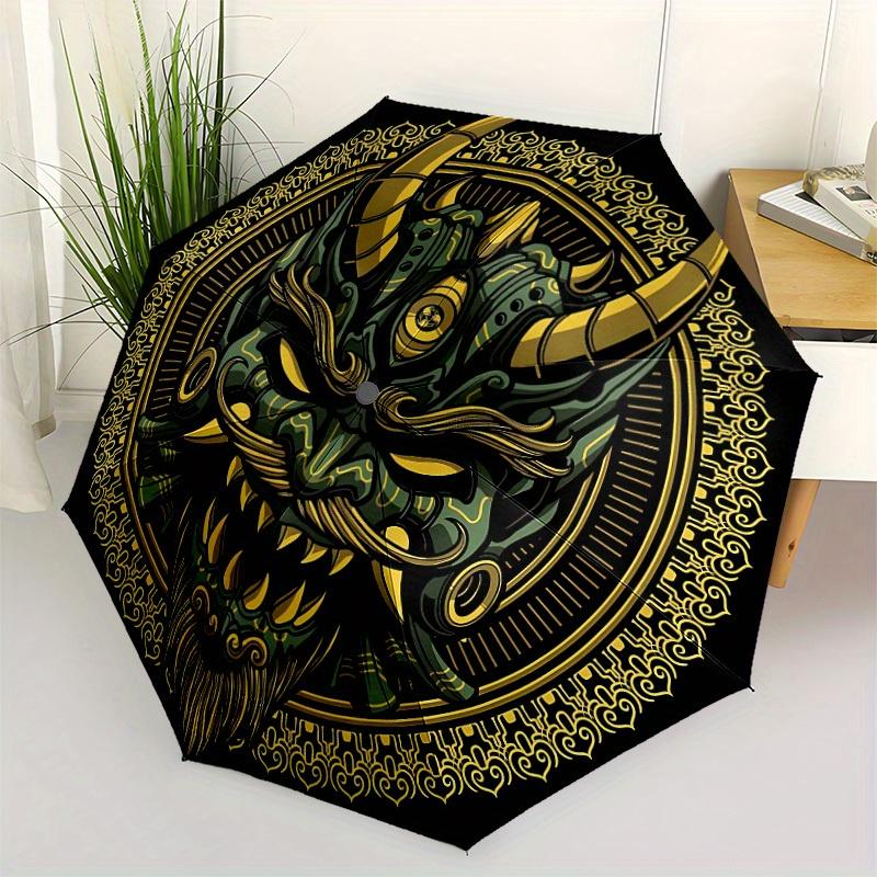 1pc Demon Mask Automatic Open/close Folding Umbrella, Compact Portable Travel Umbrella, Perfect Birthday/Christmas yy250807127