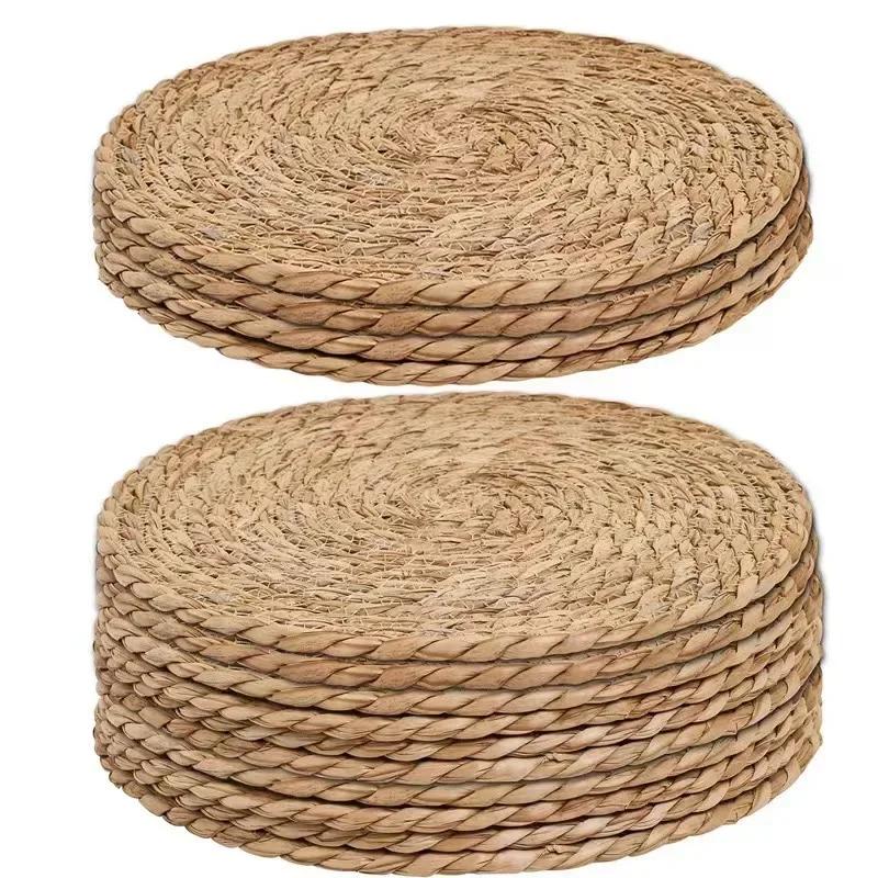 Sousplats de Rattan Tecidos à Mão - Sousplats Naturais Resistentes ao Calor para Jantar, Cozinha, Casamento e Decoração de Casa, Tecidos Eco-Friendly