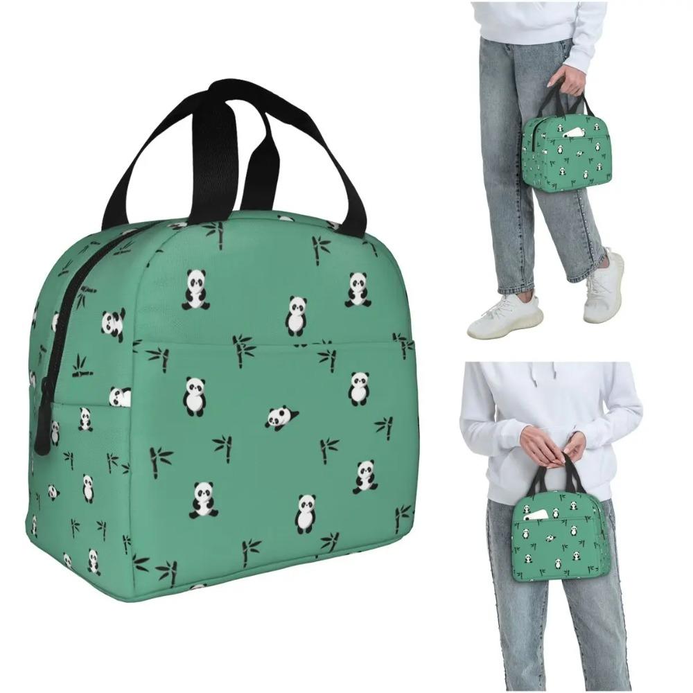 Cartoon Panda And Bamboo Pattern Insulated Lunch Bag for Women Kids Leakproof Food Boxes Thermal Lunch Box Tote