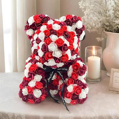 25cm Umelé kvety Medveď Ružový medveď Romantické Kreatívne darčeky na Valentína Deň matiek Výročie Svadba Večný kvet