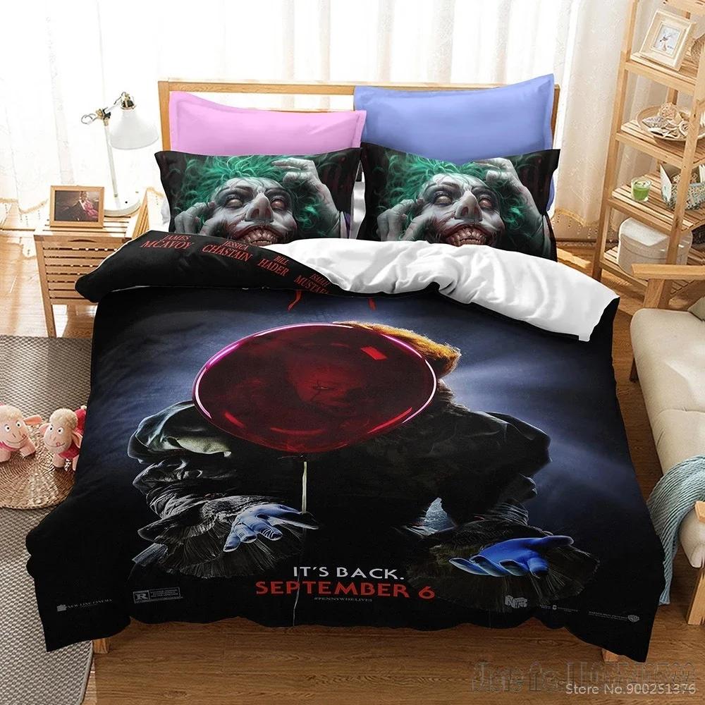 Stephen King's It Twin Full Queen King Duvet Cover Set HD Comforter Cover Bedclothes for Kids Bedding Sets Bedroom Decor